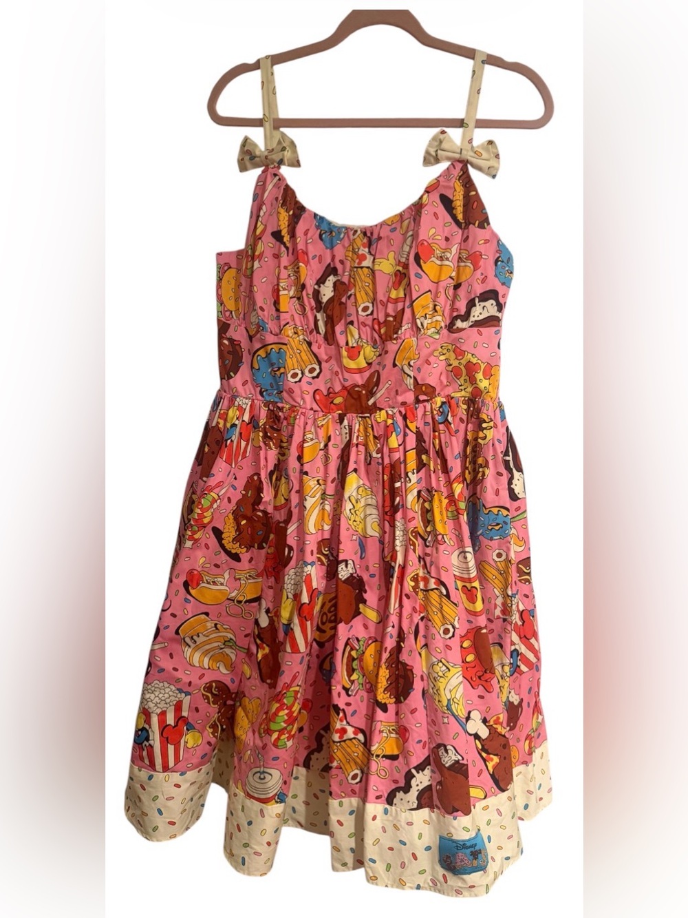 Disney Pink Sweets Print Sleeveless Dress with Bow Straps